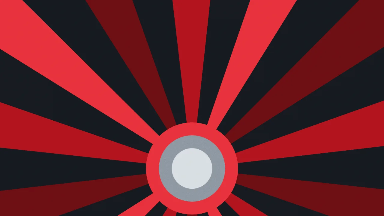 Fundo para YouTube (miniatura do vídeo): geometria, raios, na paleta carmim, 1280 × 720